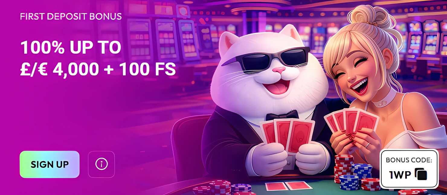 WinPlace Casino first deposit bonus of 100% up to £4,000 with 100 free spins